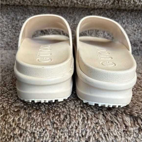 Gucci GG Women's Cream Platform Rubber Slides - Picture 6 of 15